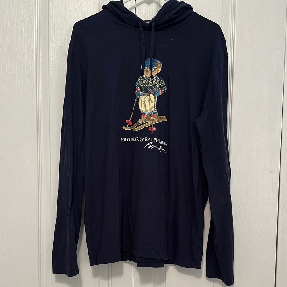 Ralph Lauren Dark Blue Hoodie with Polo Bear Design